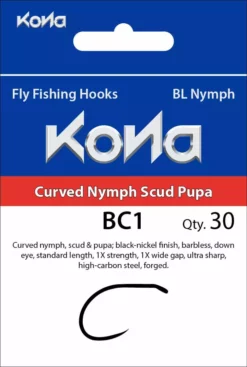 Kona BC1 Curved Nymph Scud Pupa Barbless Hook