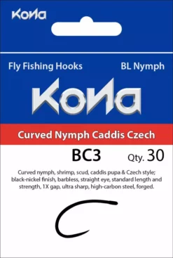 Kona BC3 Curved Nymph Caddis Czech Barbless Hook