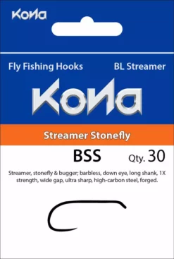 Kona BSS Streamer Stonefly Barbless Hook Hooks